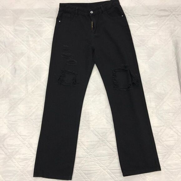 SHEIN black distressed jeans size XL‎ 12 - Picture 1 of 6